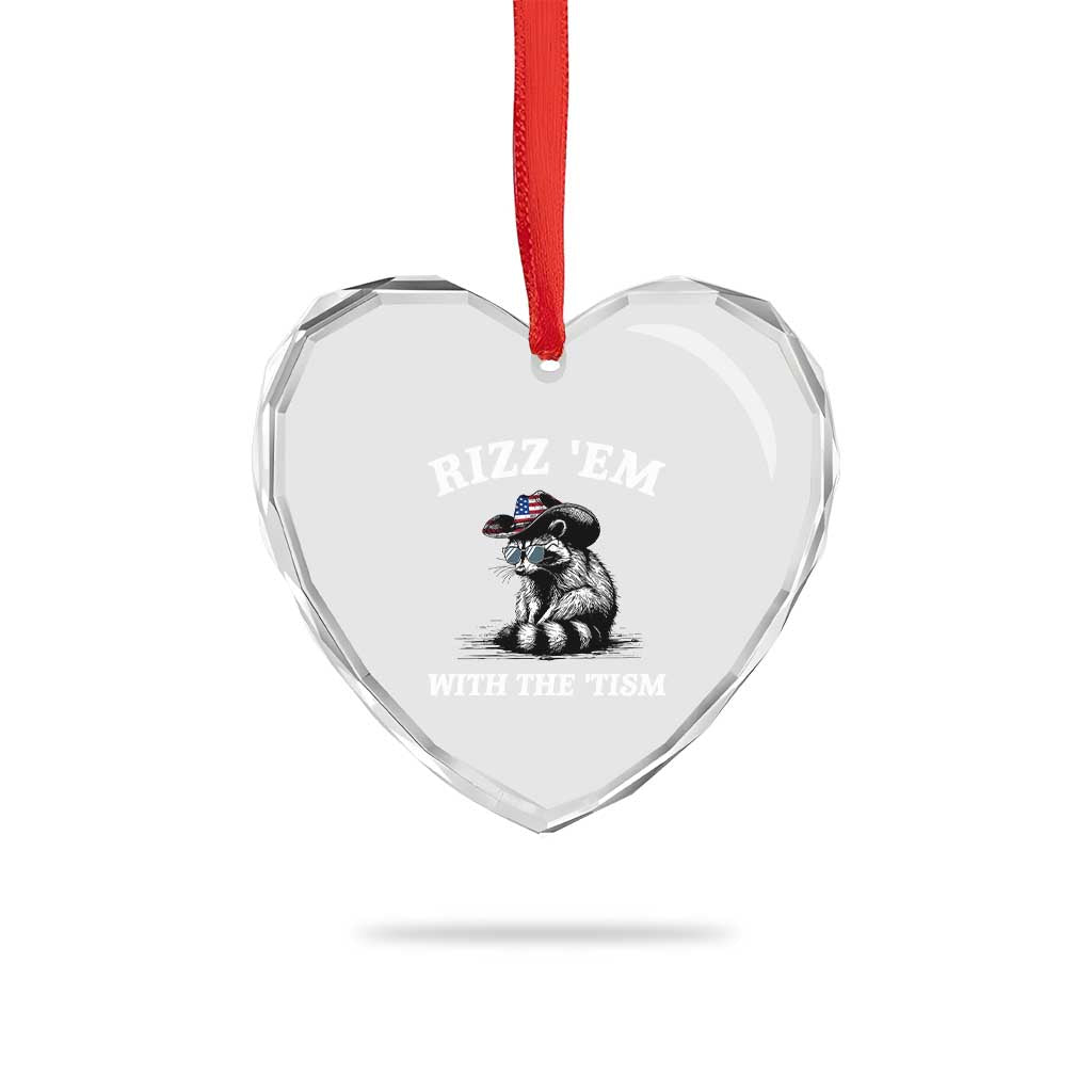 Autism Racoon Cowboy Heart Crystal Glass Ornament Rizz Em With The Tism TS02 Print Your Wear