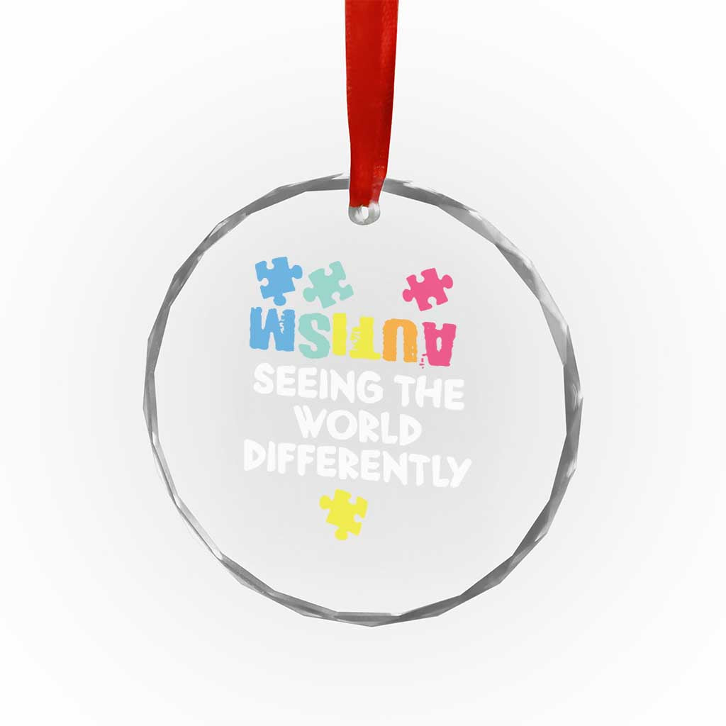 Autism Seeing The World Differently Crystal Glass Ornament Autistic Autism Awareness Puzzle TS11 Print Your Wear