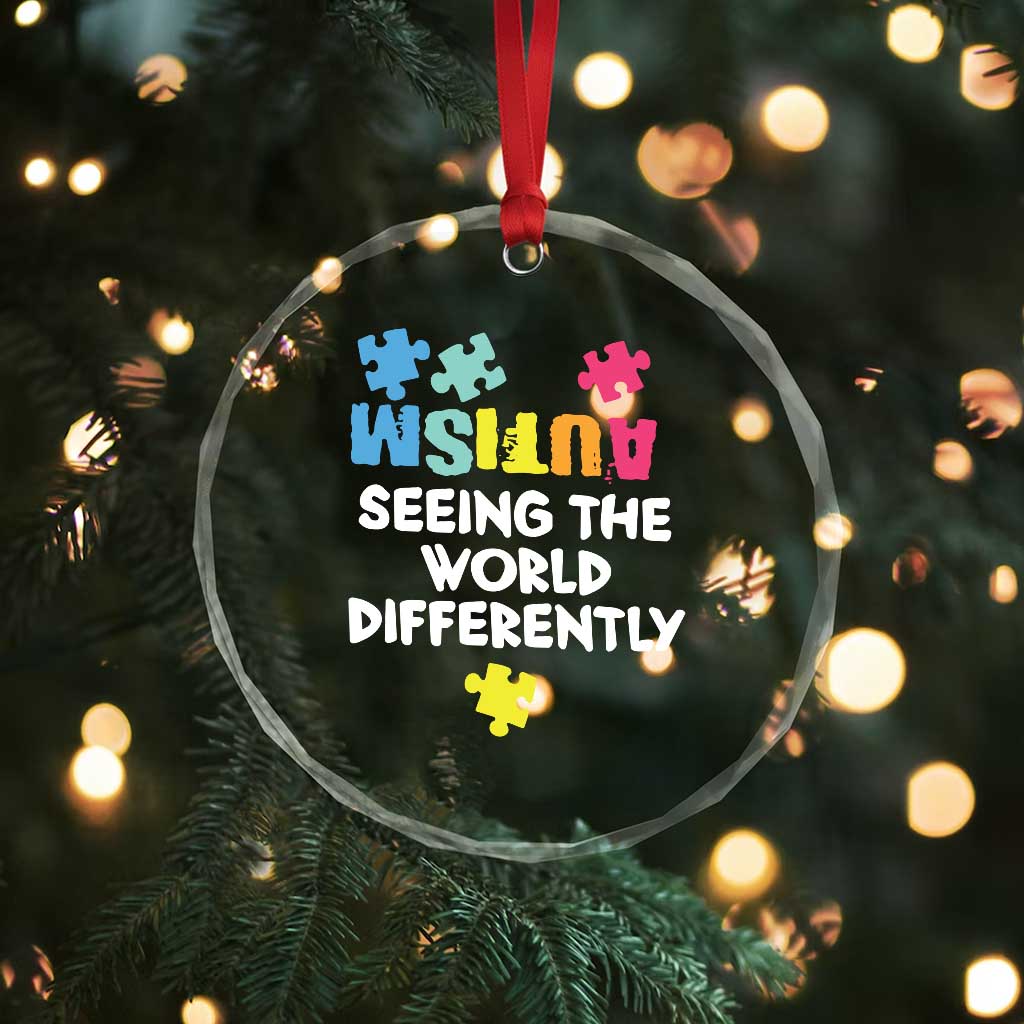 Autism Seeing The World Differently Crystal Glass Ornament Autistic Autism Awareness Puzzle TS11 Print Your Wear