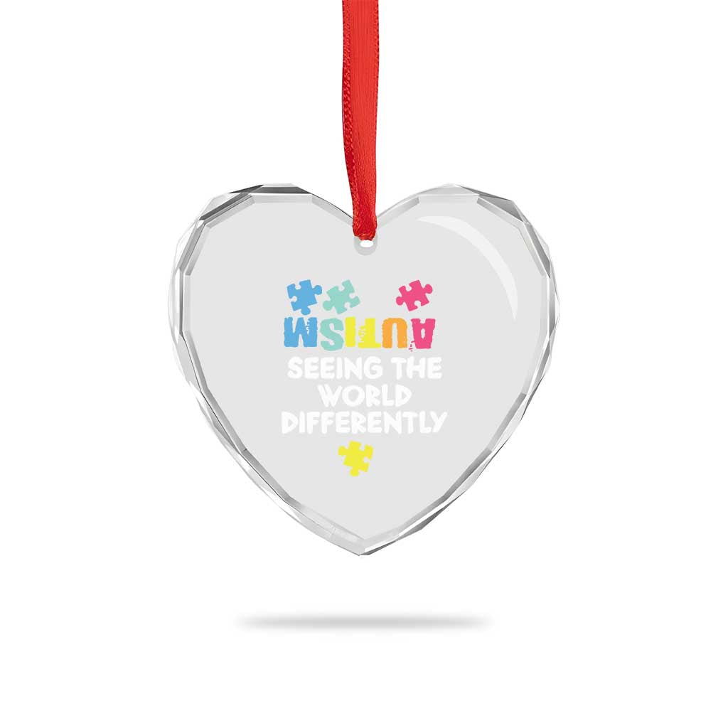 Autism Seeing The World Differently Heart Crystal Glass Ornament Autistic Autism Awareness Puzzle TS11 Print Your Wear
