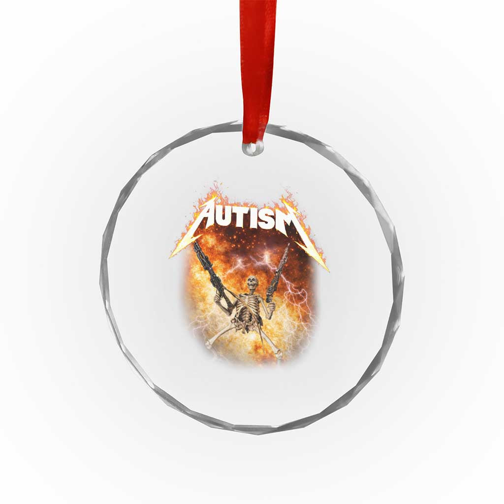 Autism Skeleton Funny Meme Crystal Glass Ornament Fire Burning Flames TS11 Print Your Wear