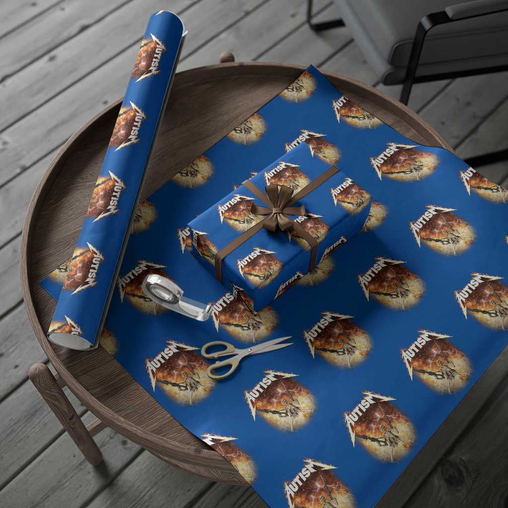Autism Skeleton Funny Meme Wrapping Paper Roll Fire Burning Flames TS11 Blue Print Your Wear