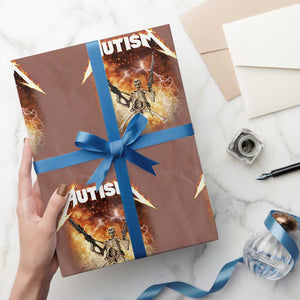 Autism Skeleton Funny Meme Wrapping Paper Roll Fire Burning Flames TS11 Mocha Print Your Wear