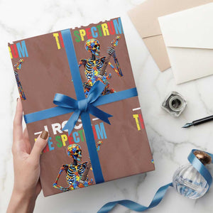 Autism Skeleton Rocker Wrapping Paper Roll I Rock The Spectrum Autism Awareness TS11 Mocha Print Your Wear