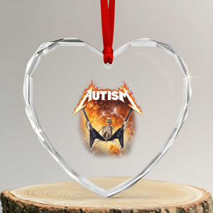 Autism Skeleton Rocker Heart Crystal Glass Ornament Hardcore Rock Style Artwork TS11 Transparent Glass 3'' Heart Print Your Wear