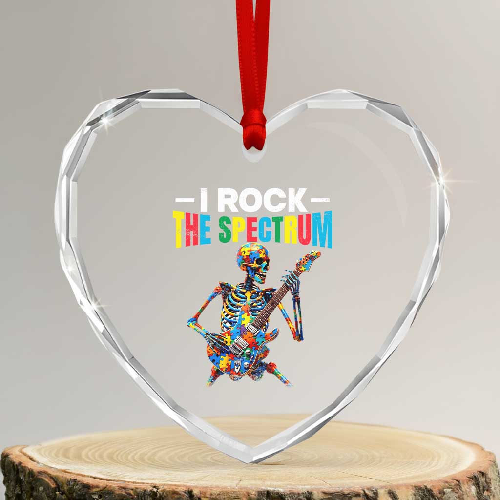 Autism Skeleton Rocker Heart Crystal Glass Ornament I Rock The Spectrum Autism Awareness TS11 Transparent Glass 3'' Heart Print Your Wear