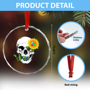 Autism Skull Sunflower Crystal Glass Ornament Support Autistic Puzzle Pieces Heart TS02 Print Your Wear