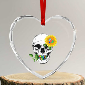 Autism Skull Sunflower Heart Crystal Glass Ornament Support Autistic Puzzle Pieces Heart TS02 Transparent Glass 3'' Heart Print Your Wear