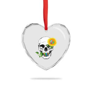 Autism Skull Sunflower Heart Crystal Glass Ornament Support Autistic Puzzle Pieces Heart TS02 Print Your Wear
