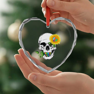 Autism Skull Sunflower Heart Crystal Glass Ornament Support Autistic Puzzle Pieces Heart TS02 Print Your Wear