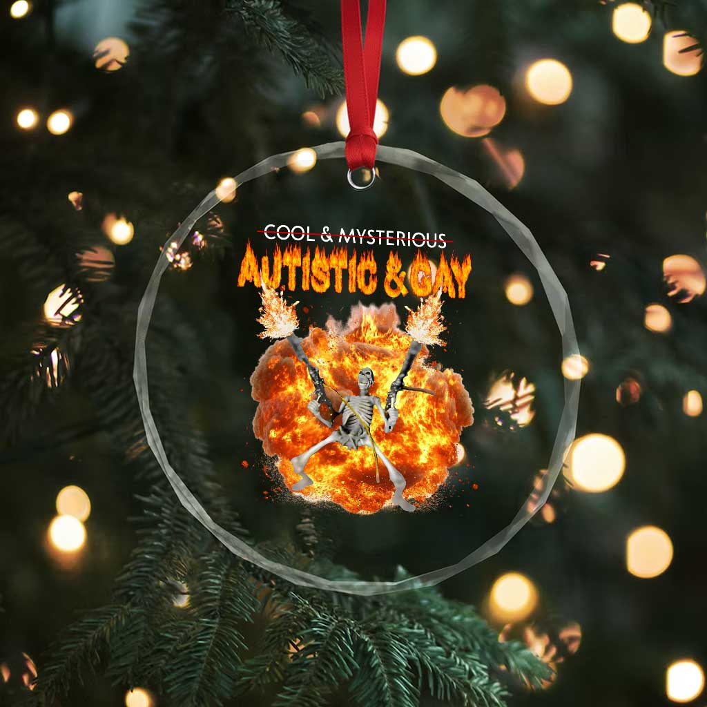 Autistic And Gay Skeleton Explosion Crystal Glass Ornament TS10 Print Your Wear