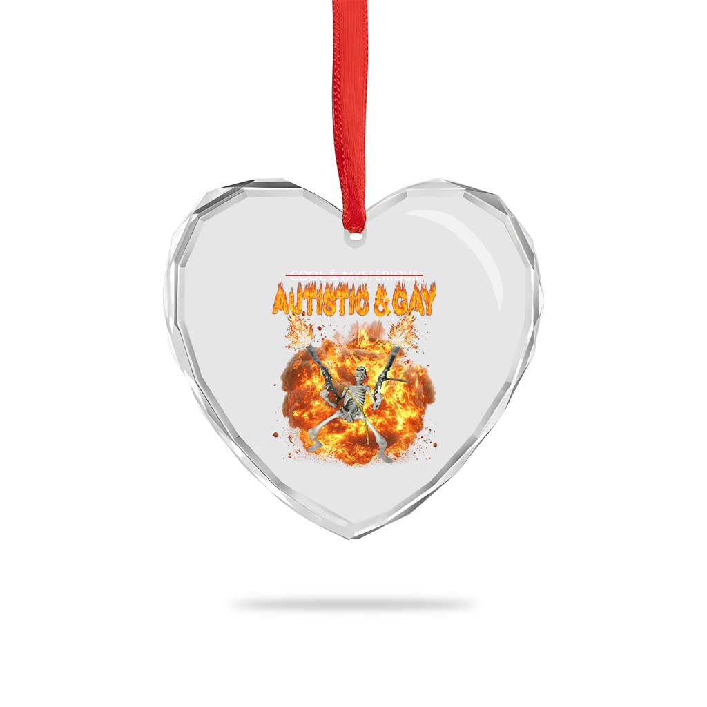 Autistic And Gay Skeleton Explosion Heart Crystal Glass Ornament TS10 Print Your Wear