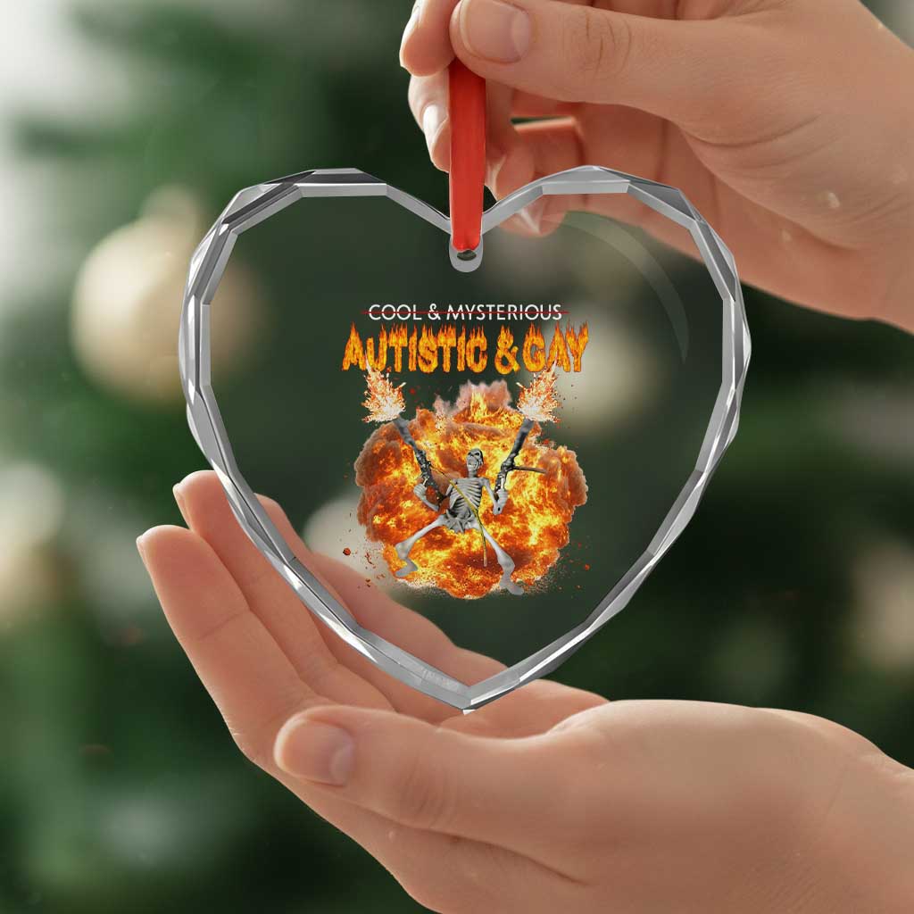 Autistic And Gay Skeleton Explosion Heart Crystal Glass Ornament TS10 Print Your Wear