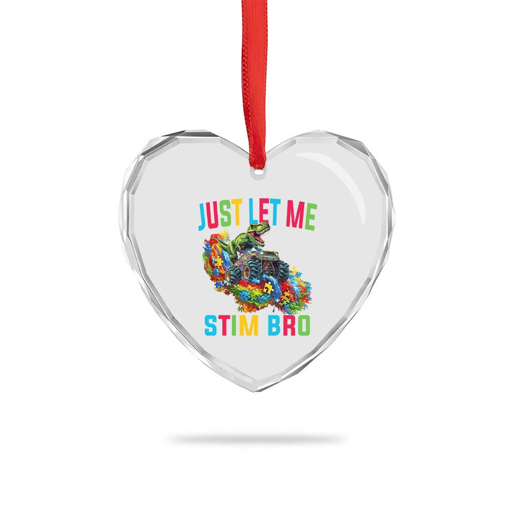Autistic Dino Rex Driving Monster Truck Heart Crystal Glass Ornament Autism Is My Superpower TS02 Print Your Wear