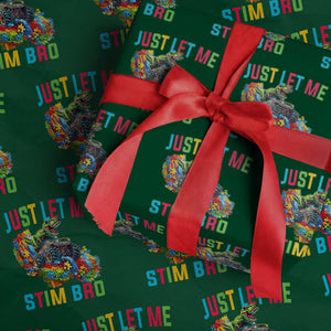 Autistic Dino Rex Driving Monster Truck Wrapping Paper Roll Autism Is My Superpower TS02 Green Print Your Wear