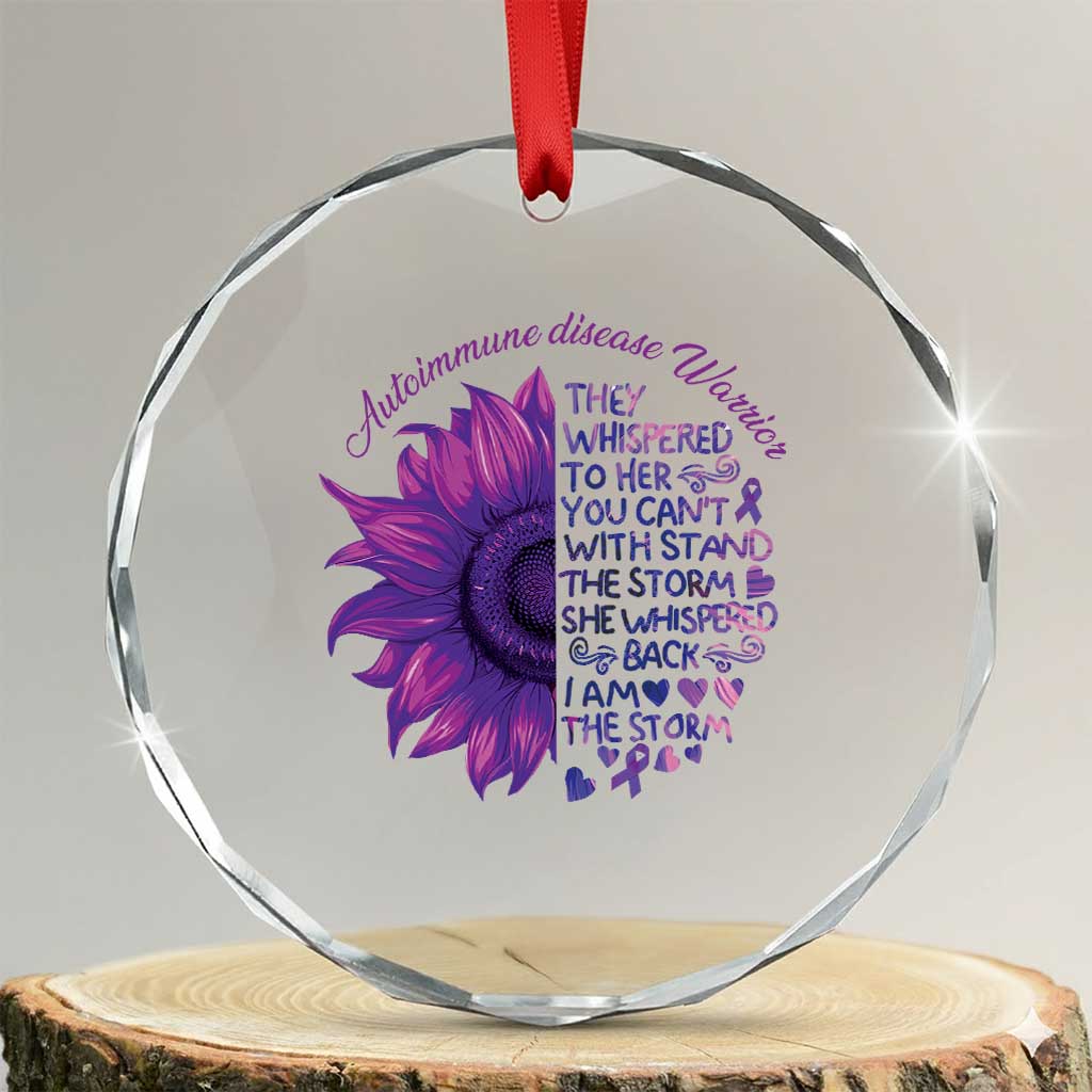 Autoimmune Disease Awereness Crystal Glass Ornament I Am The Storm Purple Ribbon TS10 Transparent Glass 3'' Circle Print Your Wear