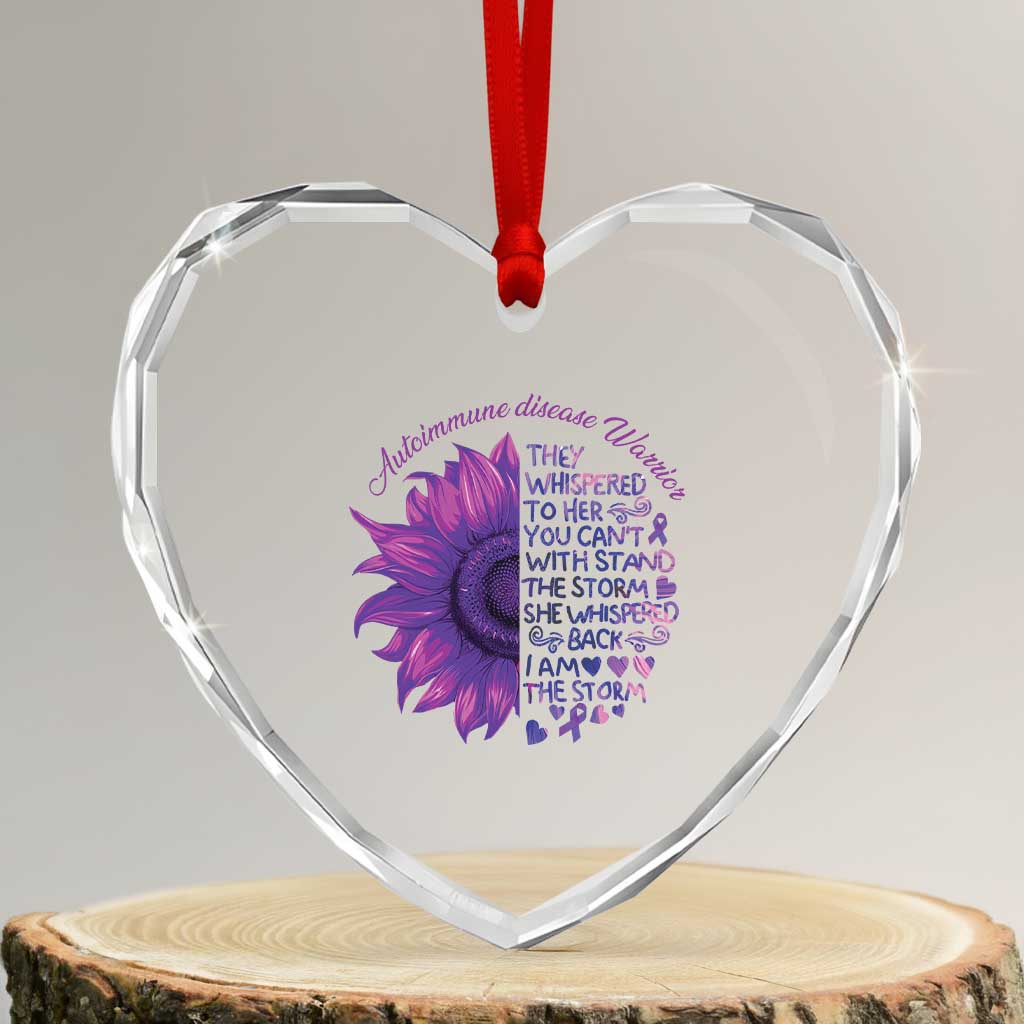 Autoimmune Disease Awereness Heart Crystal Glass Ornament I Am The Storm Purple Ribbon TS10 Transparent Glass 3'' Heart Print Your Wear