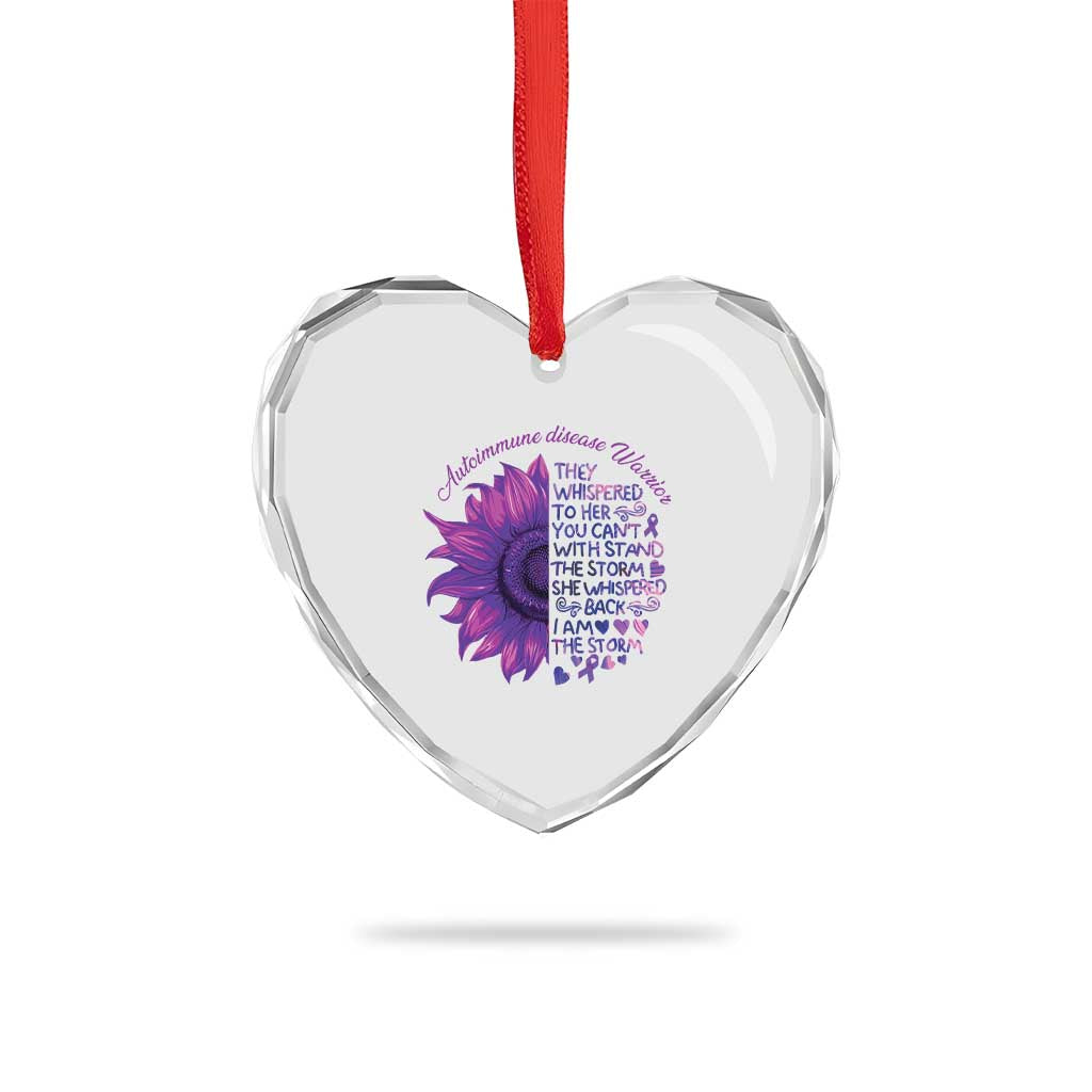 Autoimmune Disease Awereness Heart Crystal Glass Ornament I Am The Storm Purple Ribbon TS10 Print Your Wear