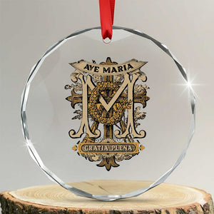 Ave Maria Crystal Glass Ornament Gratia Plena Blessed Mother Mary Hail TS09 Transparent Glass 3'' Circle Print Your Wear