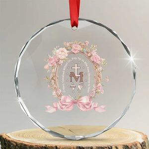 Ave Maria Crystal Glass Ornament Miraculous Medal Blessed Mother Mary Hail TS09 Transparent Glass 3'' Circle Print Your Wear