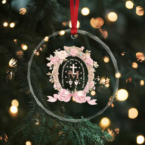 Ave Maria Crystal Glass Ornament Miraculous Medal Blessed Mother Mary Hail TS09 Print Your Wear