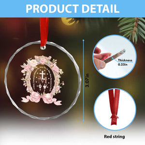 Ave Maria Crystal Glass Ornament Miraculous Medal Blessed Mother Mary Hail TS09 Print Your Wear