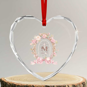 Ave Maria Heart Crystal Glass Ornament Miraculous Medal Blessed Mother Mary Hail TS09 Transparent Glass 3'' Heart Print Your Wear
