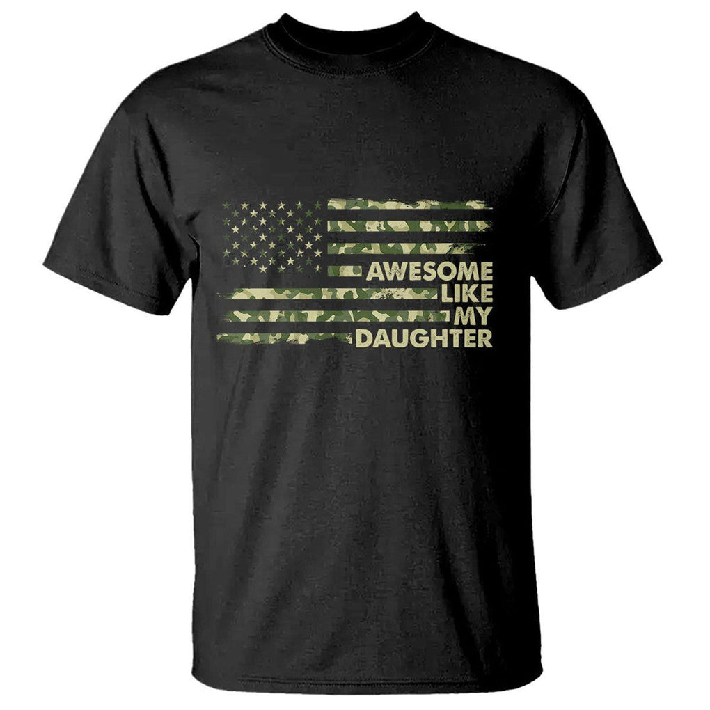 Awesome Like My Daughter Parents' Day Camo American Flag T Shirt TS02 Dark Heather Printyourwear