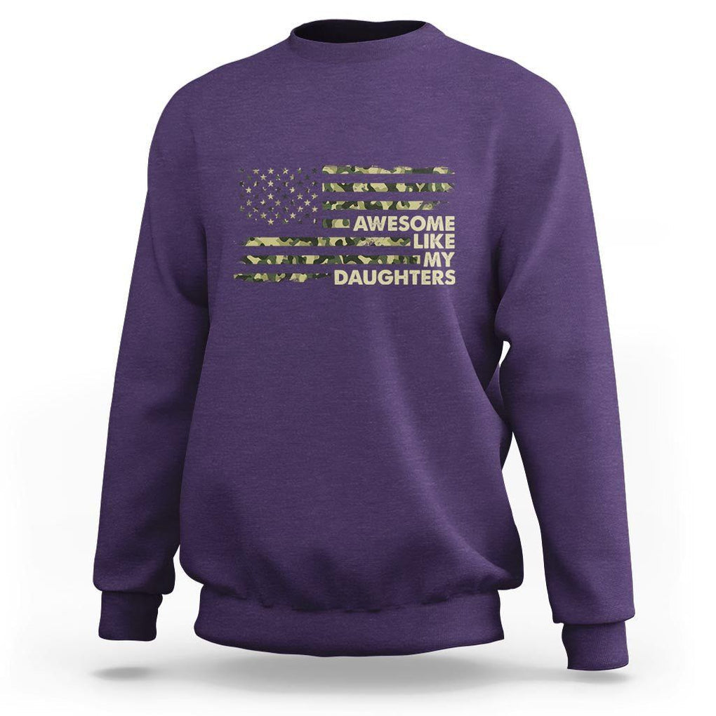 Awesome Like My Daughters Sweatshirt Parents' Day Camo American Flag TS02 Purple Print Your Wear