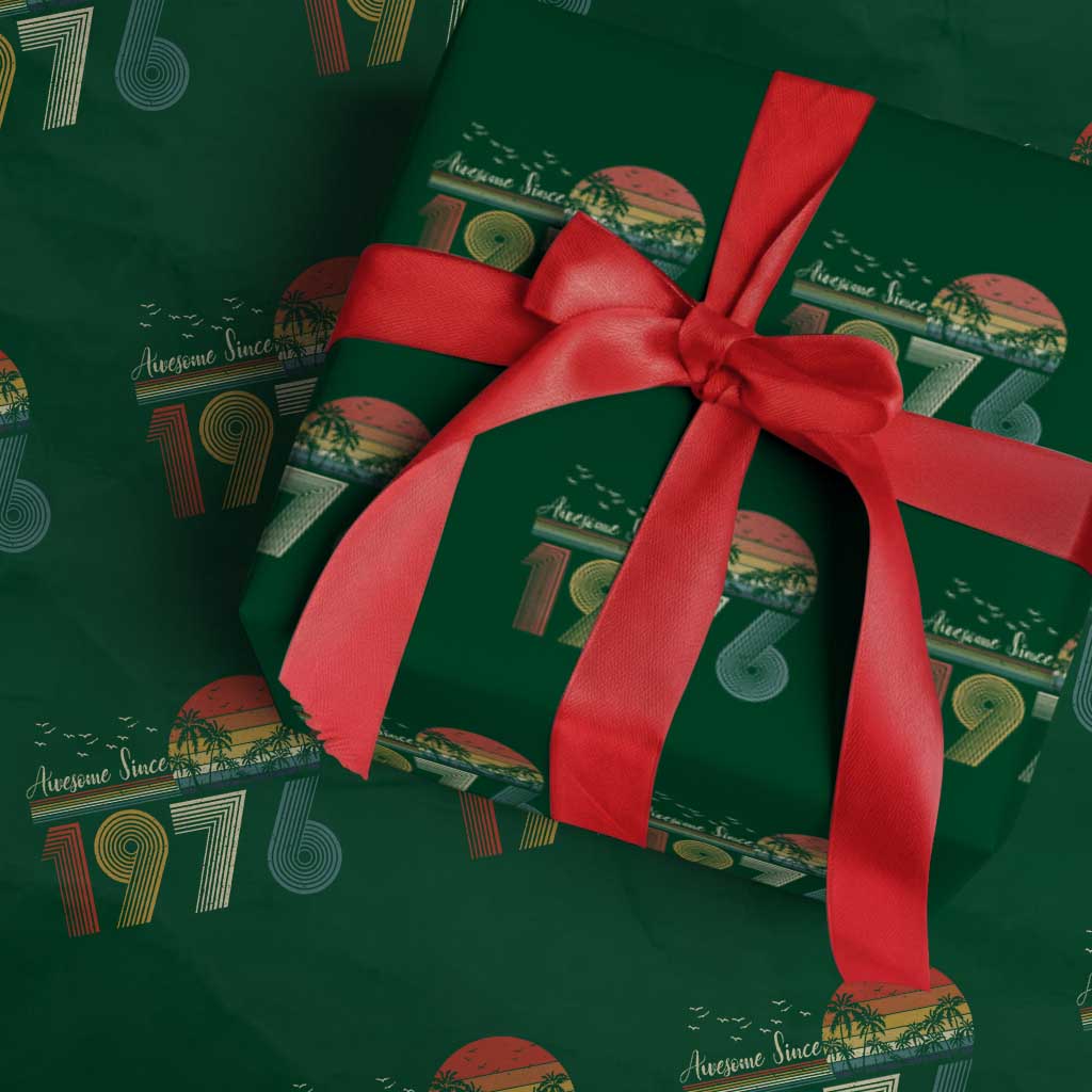 Awesome Since 1976 Birthday Wrapping Paper Roll Vintage 50th 50 Year Old Bday Gifts TS10 Green Print Your Wear
