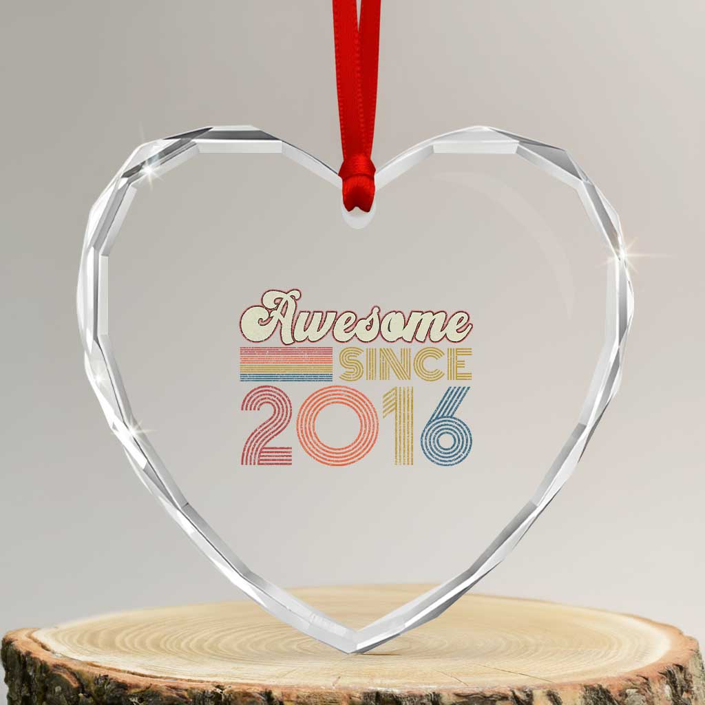Awesome Since 2016 Heart Crystal Glass Ornament 10yr Bday Son Boy Funny 10th 10 Year Old Birthday TS10 Transparent Glass 3'' Heart Print Your Wear