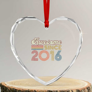 Awesome Since 2016 Heart Crystal Glass Ornament 10yr Bday Son Boy Funny 10th 10 Year Old Birthday TS10 Transparent Glass 3'' Heart Print Your Wear