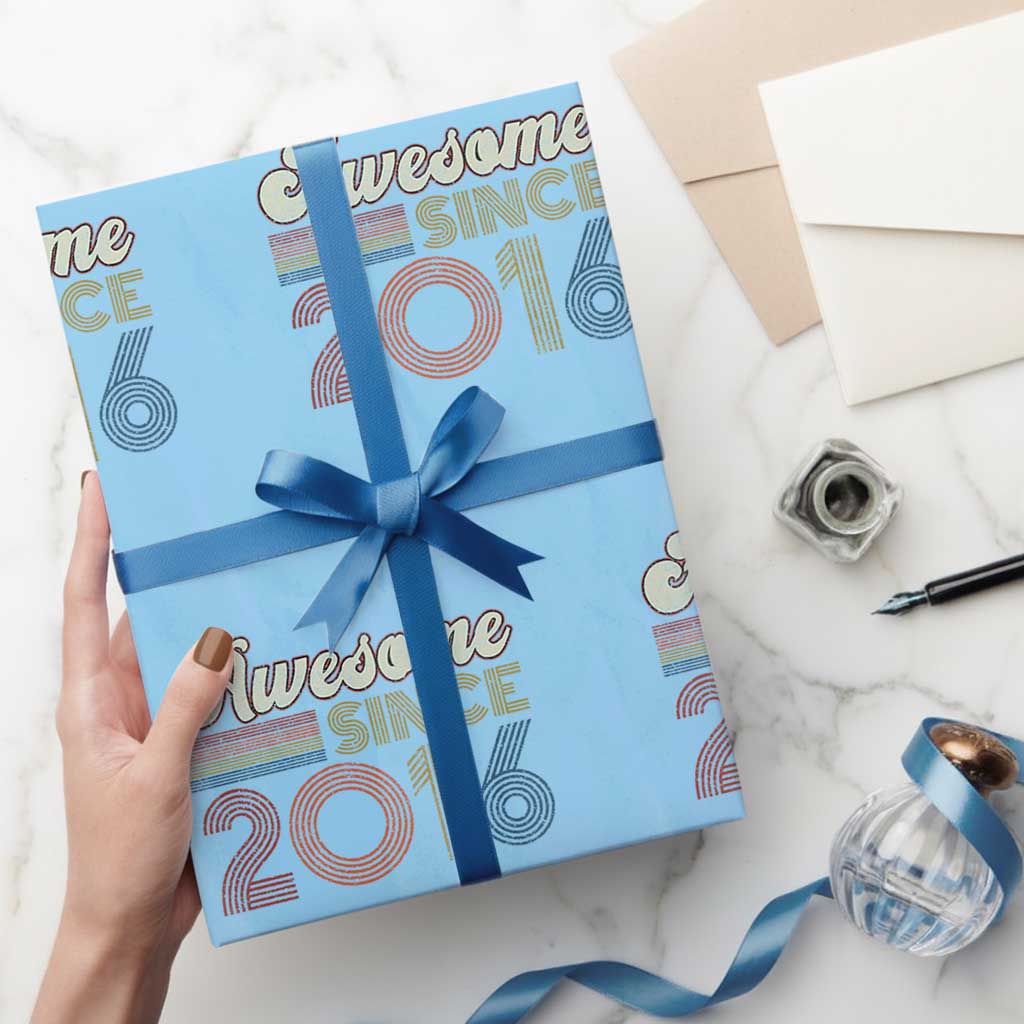 Awesome Since 2016 Wrapping Paper Roll 10yr Bday Son Boy Funny 10th 10 Year Old Birthday TS10 Light Blue Print Your Wear