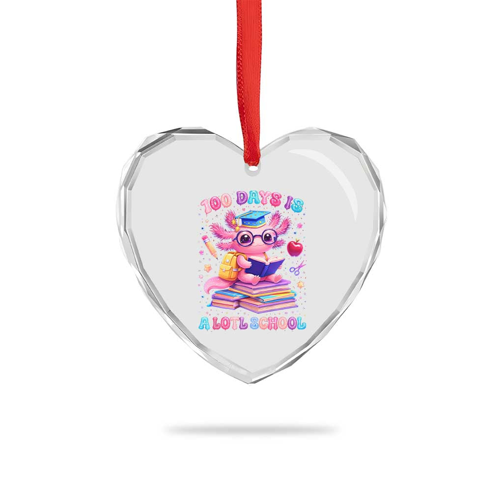 Axolotl 100 Days Of School Heart Crystal Glass Ornament 100 Days Is Alotl School TS10 Print Your Wear