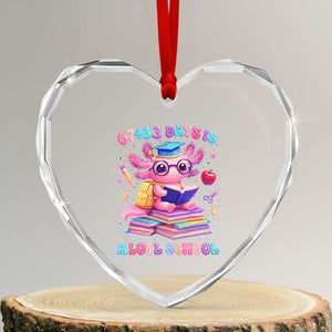 Axolotl 100 Days Of School Heart Crystal Glass Ornament 100 Days Is Alotl School 67 33 Six Seven Meme TS10 Transparent Glass 3'' Heart Print Your Wear