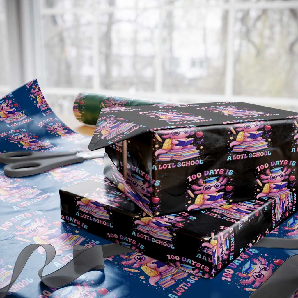 Axolotl 100 Days Of School Wrapping Paper Roll 100 Days Is Alotl School TS10 Black Print Your Wear