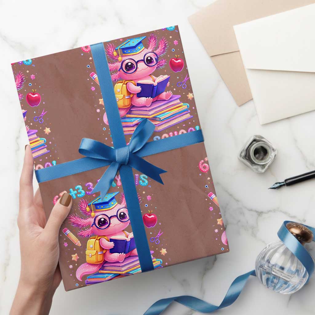 Axolotl 100 Days Of School Wrapping Paper Roll 100 Days Is Alotl School 67 33 Six Seven Meme TS10 Mocha Print Your Wear