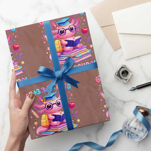 Axolotl 100 Days Of School Wrapping Paper Roll 100 Days Is Alotl School 67 33 Six Seven Meme TS10 Mocha Print Your Wear
