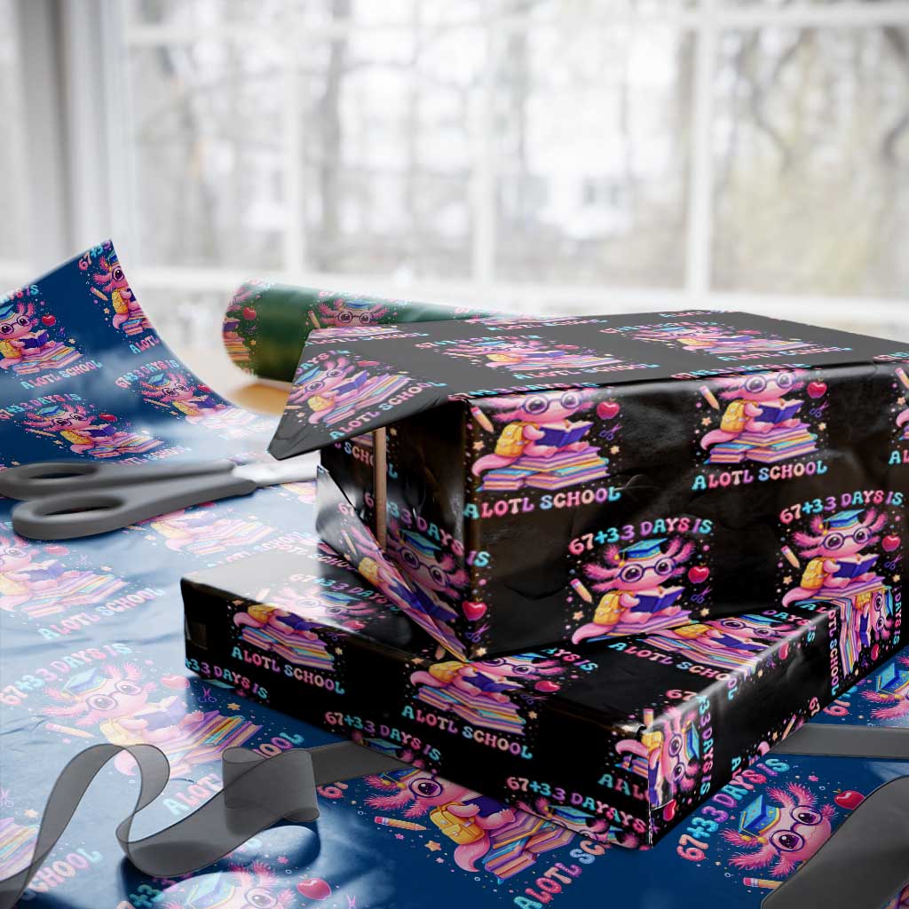 Axolotl 100 Days Of School Wrapping Paper Roll 100 Days Is Alotl School 67 33 Six Seven Meme TS10 Black Print Your Wear