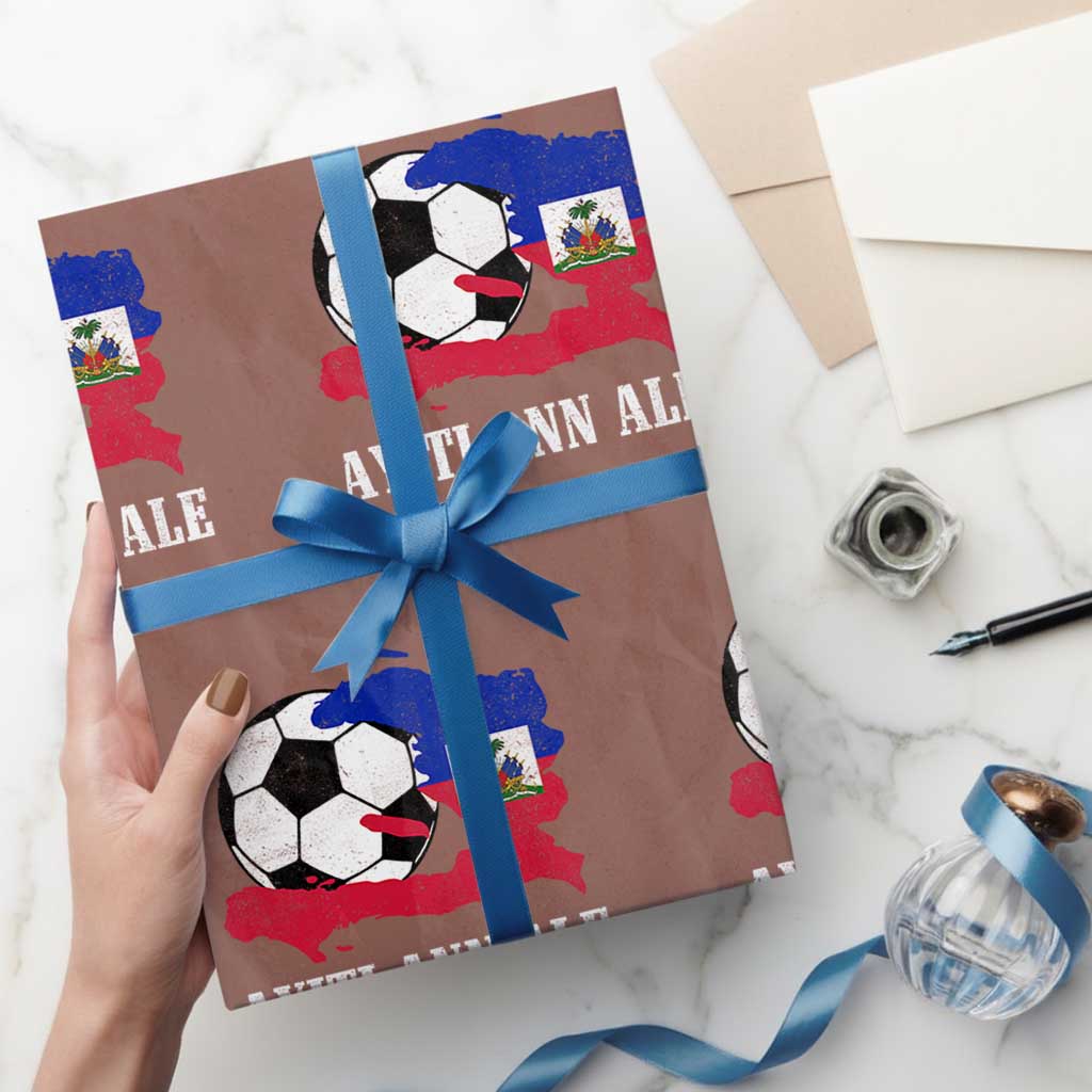 Ayiti Ann Ale Haiti Soccer Wrapping Paper Roll Haitian Football Fan Pride Flag Graphic Caribbean Sports