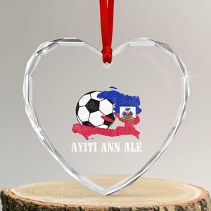 Ayiti Ann Ale Haiti Soccer Heart Crystal Glass Ornament Haitian Football Fan Pride Flag Graphic Caribbean Sports
