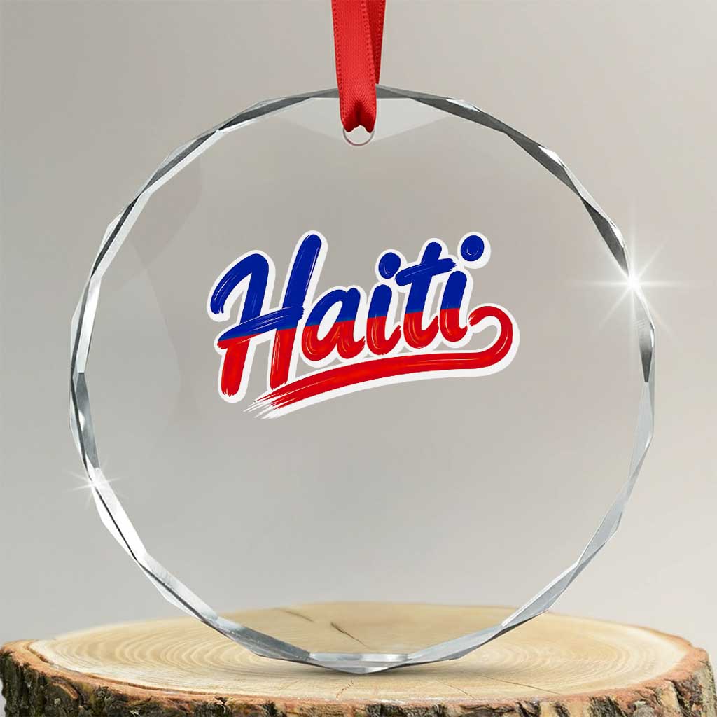 Ayiti Cheri Haiti Pride Gift For Proud Haitians Crystal Glass Ornament TS12 Transparent Glass 3'' Circle Print Your Wear