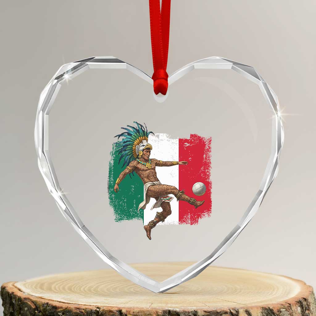 Aztec Warrior Playing Soccer Heart Crystal Glass Ornament Mexican Pride Football Fan Gift TS12 Transparent Glass 3'' Heart Print Your Wear