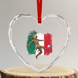 Aztec Warrior Playing Soccer Heart Crystal Glass Ornament Mexican Pride Football Fan Gift TS12 Transparent Glass 3'' Heart Print Your Wear