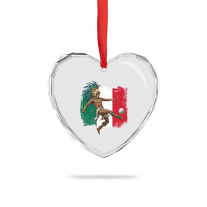 Aztec Warrior Playing Soccer Heart Crystal Glass Ornament Mexican Pride Football Fan Gift TS12 Print Your Wear