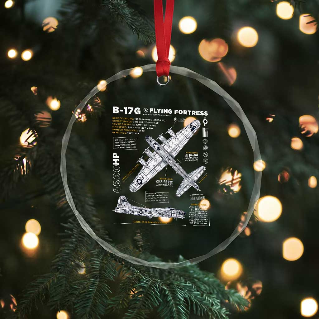 B-17 Flying Fortress Crystal Glass Ornament WW2 B-17G Bomber Vintage Aviation TS02 Print Your Wear