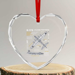 B-17 Flying Fortress Heart Crystal Glass Ornament WW2 B-17G Bomber Vintage Aviation TS02 Transparent Glass 3'' Heart Print Your Wear