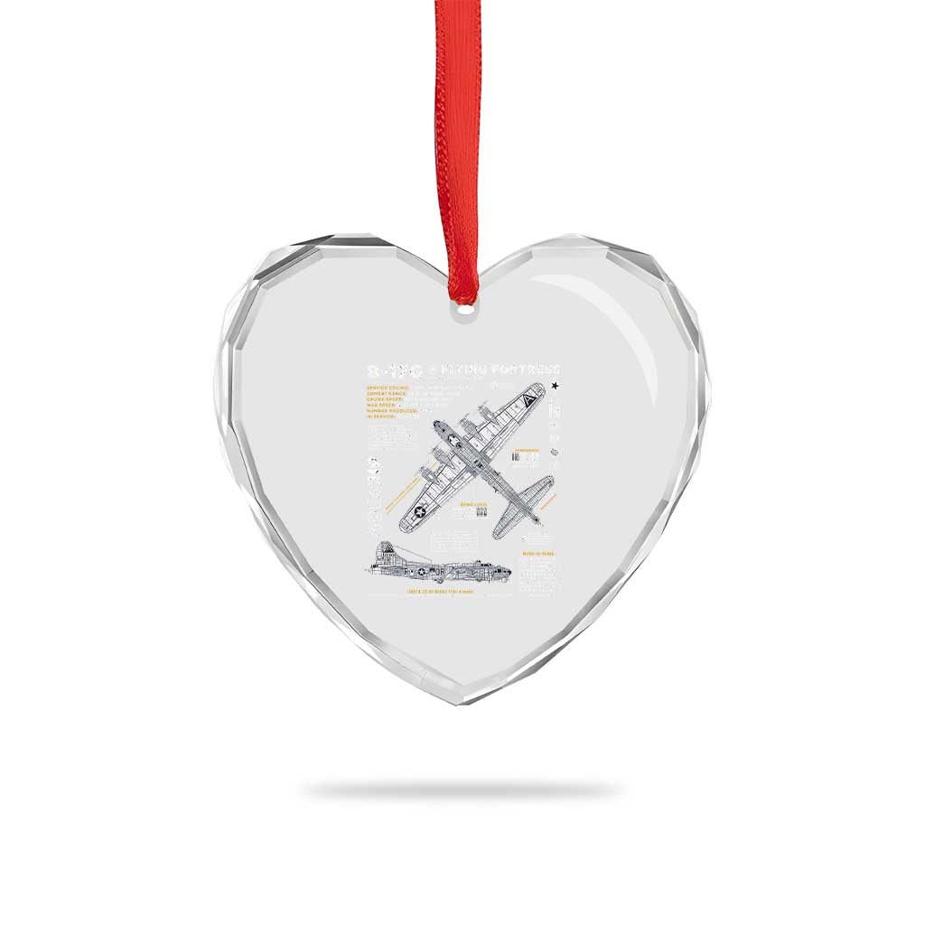 B-17 Flying Fortress Heart Crystal Glass Ornament WW2 B-17G Bomber Vintage Aviation TS02 Print Your Wear