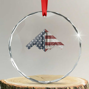 B2 Spirit Crystal Glass Ornament B-2 Bomber Stealth Aircraft Schematic American Flag TS10 Transparent Glass 3'' Circle Print Your Wear