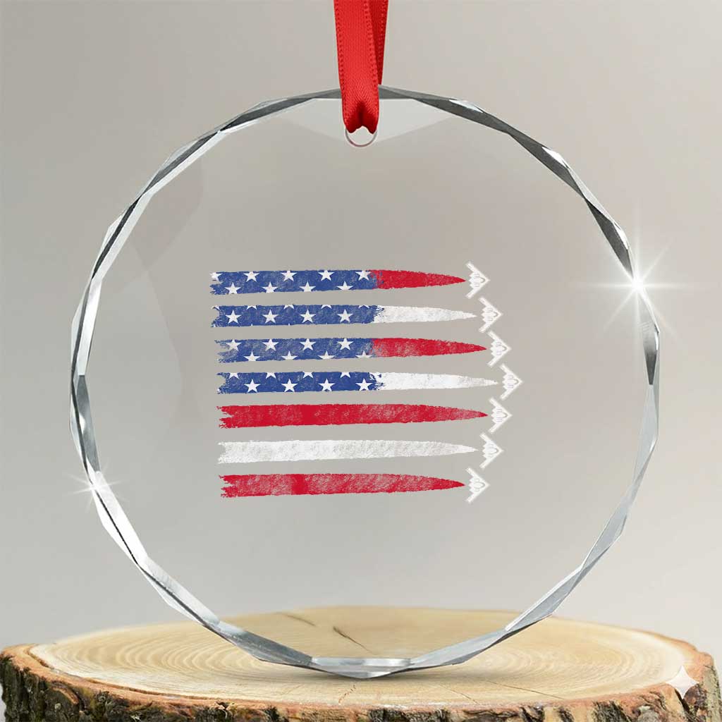 B2 Spirit Crystal Glass Ornament B-2 Stealth Bomber Aircraft American Flag Patriotic TS10 Transparent Glass 3'' Circle Print Your Wear